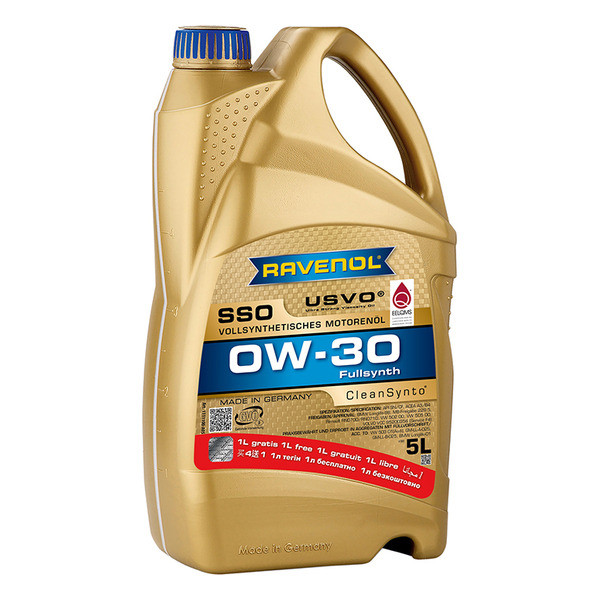 Масло моторное RAVENOL SSO 0w-30 синт. АКЦИЯ 5л по цене 4л (5л)